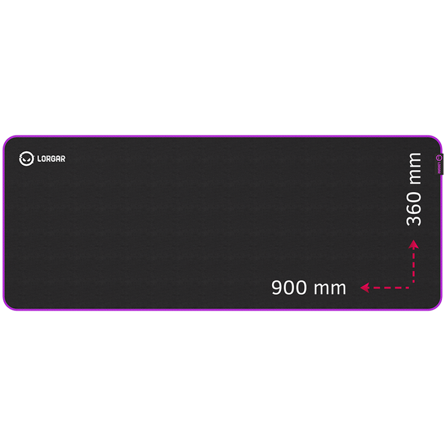 Lorgar Main 319, Gaming mouse pad, High-speed surface, Purple anti-slip rubber base, size: 900mm x 360mm x