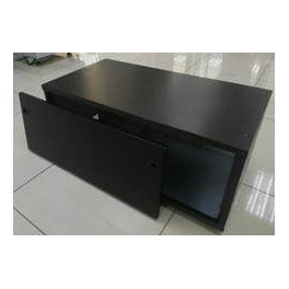 Black solar battery box on adjustable feet