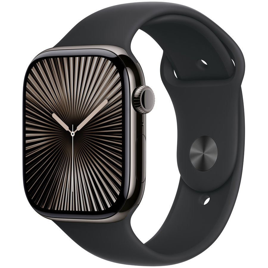 Apple Watch Series 10 GPS + Cellular 42mm Slate Titanium Case with Black Sport Band - M/L