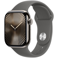 Apple Watch Series 10 GPS + Cellular 42mm Natural Titanium Case with Stone Grey Sport Band