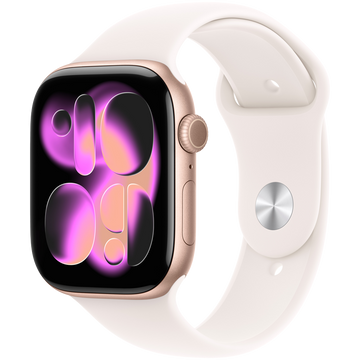 Apple Watch Series 11 GPS 46mm Rose Gold Aluminium Case with Light Blush Sport Band - S/M