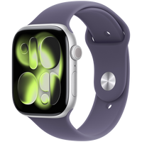 Apple Watch Series 11 GPS 46mm Silver Aluminium Case with Purple Fog Sport Band - S/M