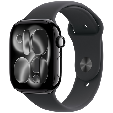 Apple Watch Series 11 GPS + Cellular 46mm Jet Black Aluminium Case with Black Sport Band - M/L