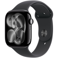Apple Watch Series 11 GPS + Cellular 46mm Jet Black Aluminium Case with Black Sport Band - S/M