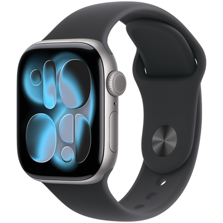 Apple Watch Series 11 GPS + Cellular 42mm Space Grey Aluminium Case with Black Sport Band - S/M