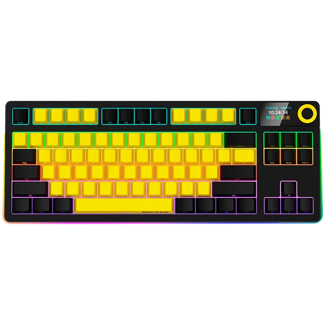 LORGAR KBP70TKLW, Wireless TKL Mechanical Gaming Keyboard Pro, Black/yellow, EN layout
