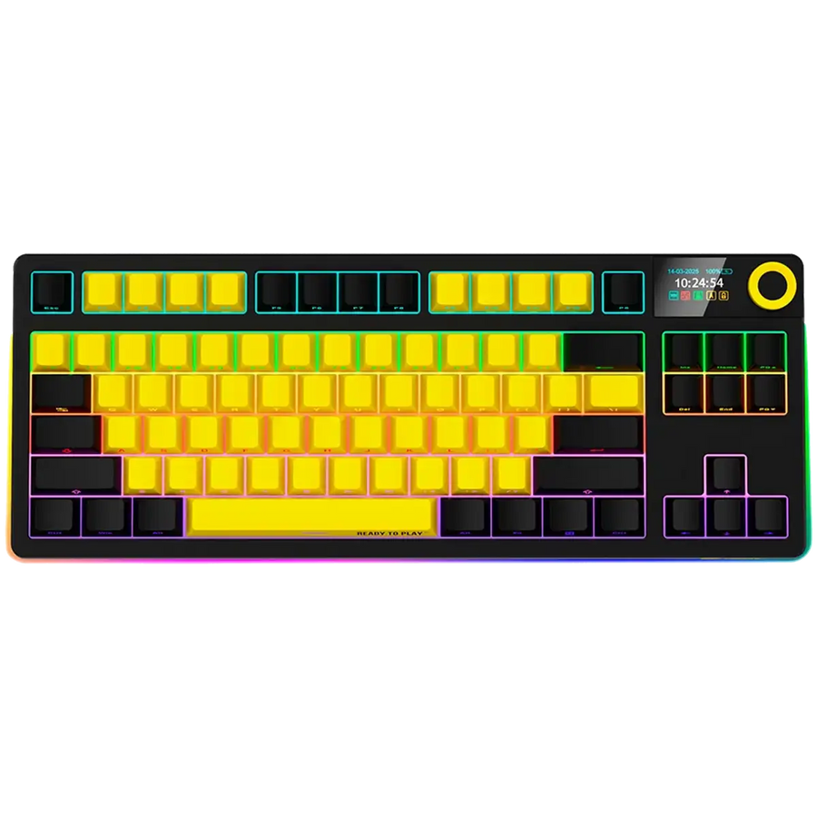 LORGAR KBP70TKLW, Wireless TKL Mechanical Gaming Keyboard Pro, Black/yellow, EN layout