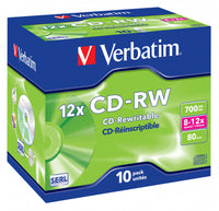VERBATIM CD-RW (8X - 12X) Jewel Case 700MB - 10 Pack
