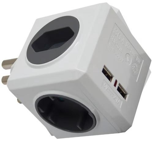Grey Multi Socket Cube with USB