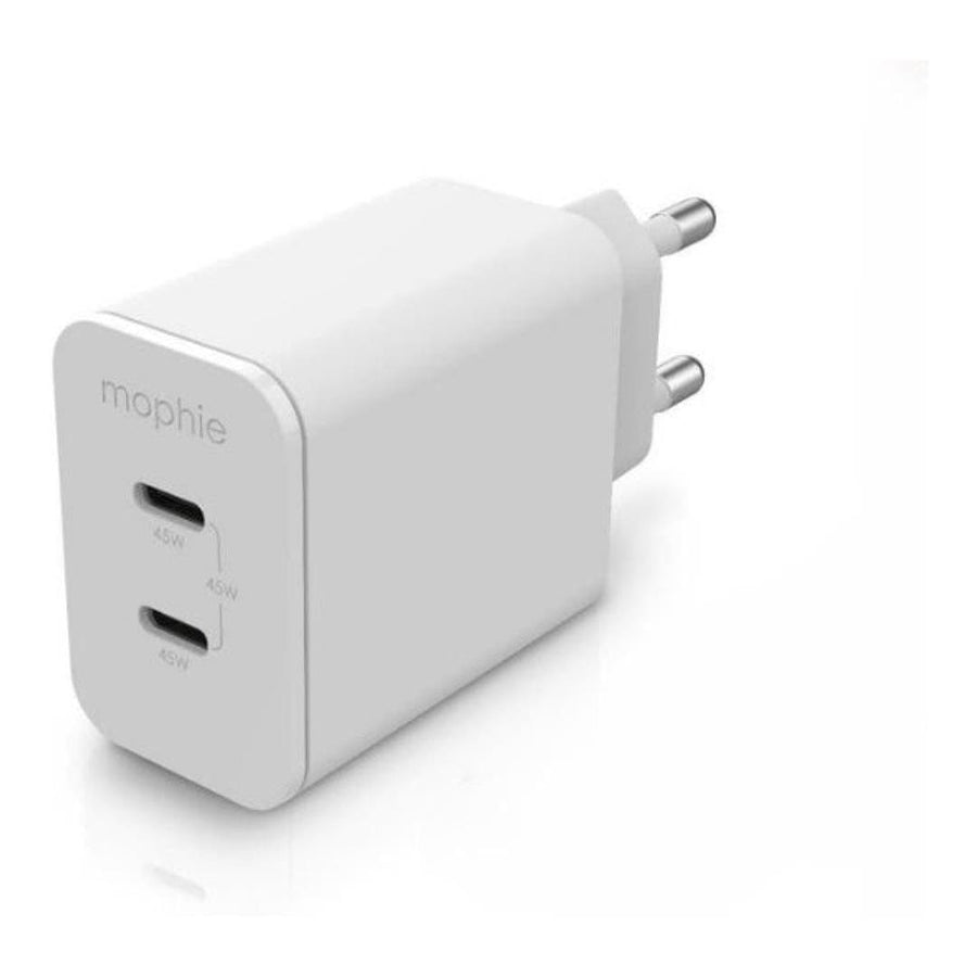 mophie-Wall Adapter-USB-C-PD-DUAL-45W-GAN-White-EU(2xUSBC)