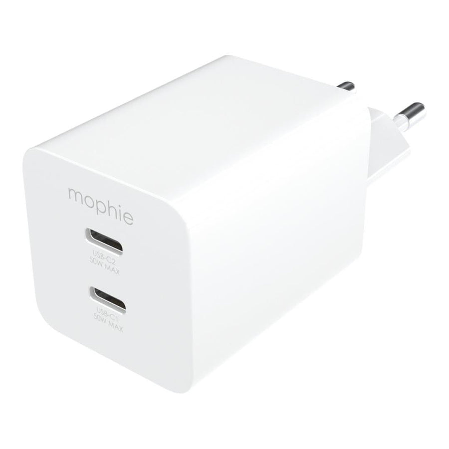 mophie-Essentials-Power Adapter-Dual USB-C-PD-50W-White-EU