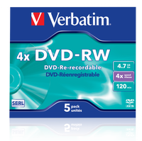 VERBATIM DVD-RW 4X Jewel Case 5 Pack