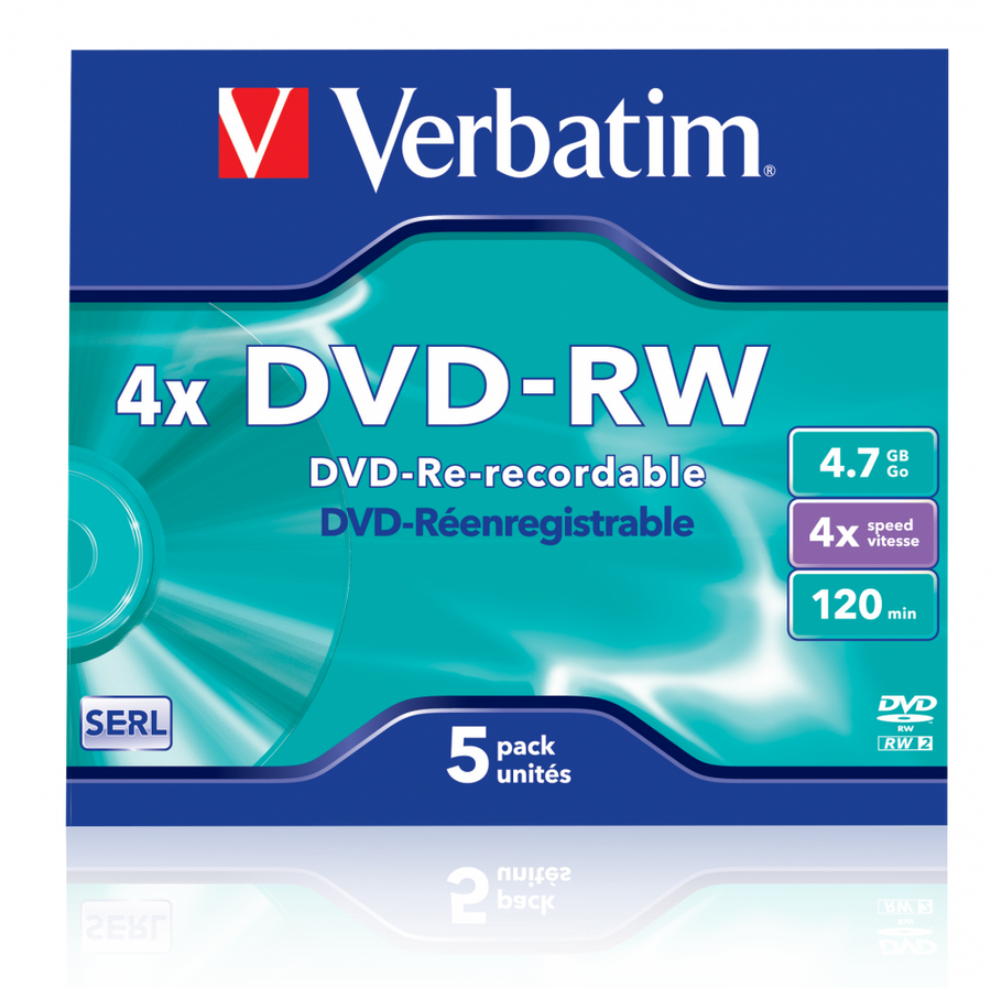 VERBATIM DVD-RW 4X Jewel Case 5 Pack