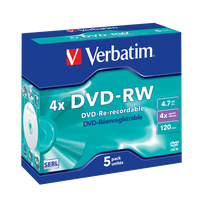 VERBATIM DVD-RW 4X Jewel Case 5 Pack