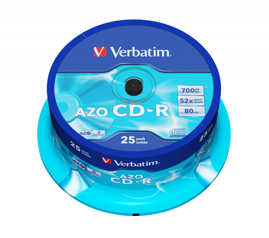VERBATIM CD-R 52X Crystal Spindle 700MB 25 Pack