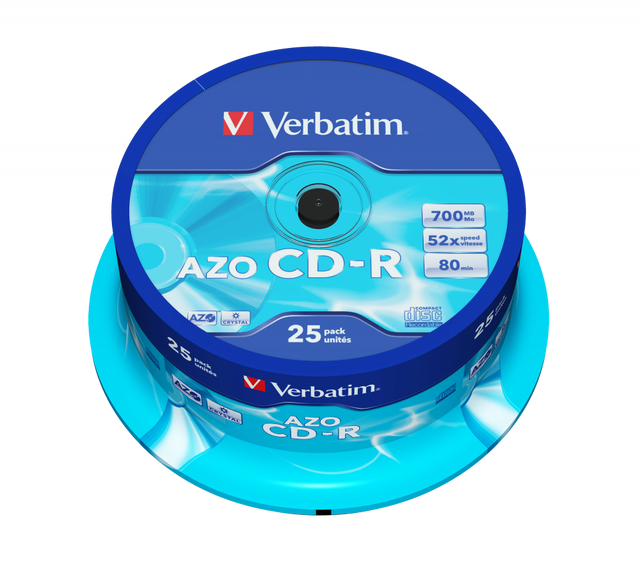 VERBATIM CD-R 52X Crystal Spindle 700MB 25 Pack
