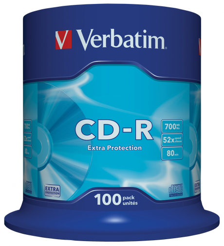 VERBATIM CD-R 52X Extra Protection Spindle 700MB - 100 Pack