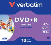 VERBATIM DVD+R 16X Printable Jewel Case 4.7GB 10 Pack