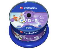 VERBATIM DVD+R 16X Printable Spindle 4.7GB 50 Pack