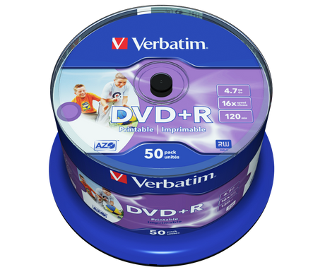 VERBATIM DVD+R 16X Printable Spindle 4.7GB - 50 Pack