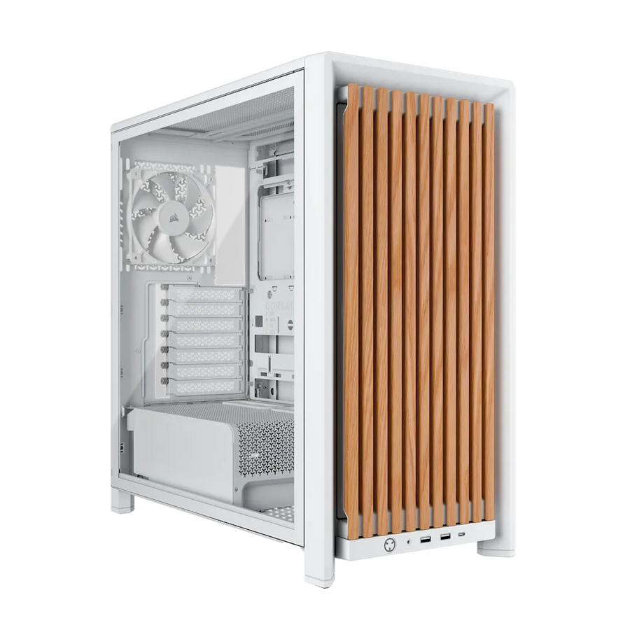 Corsair Frame 4000D RS Wood Modular Mid-Tower PC Case Oak Natural Wood Front Panel 4 RS120 Fans Dual 360mm