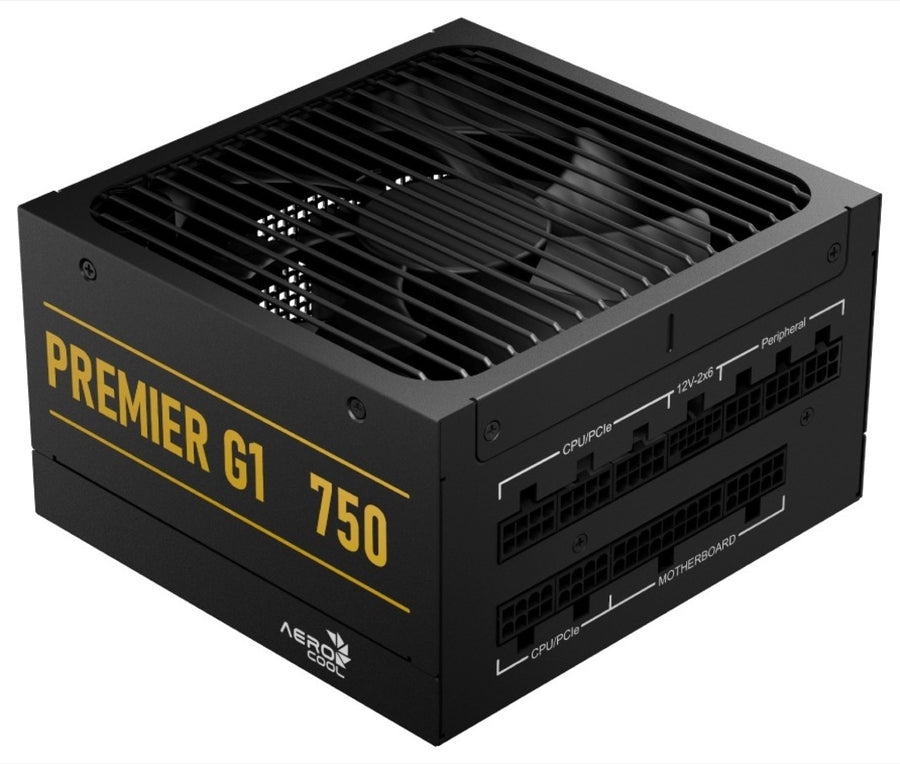 Aerocool Premier G1 Gold 750W PSU - ATX 3.1 PCIe5.1 - ATX 24 PIN; 1x 4+4PIN CPU; 1x CPU 8PIN; 12x SATA; 2x PATA; 9x PCIe 6+2PIN;