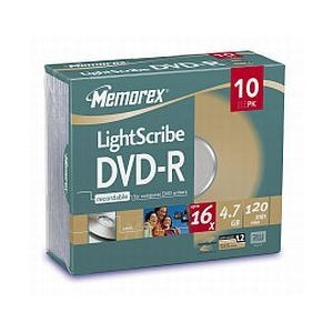 Memorex Lighscribe DVD-R 10 Pck J Case
