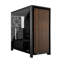 Corsair Frame 4000D RS Wood Modular Mid-Tower PC Case Black Walnut Wood Front Panel 4 RS120 Fans Dual 360mm