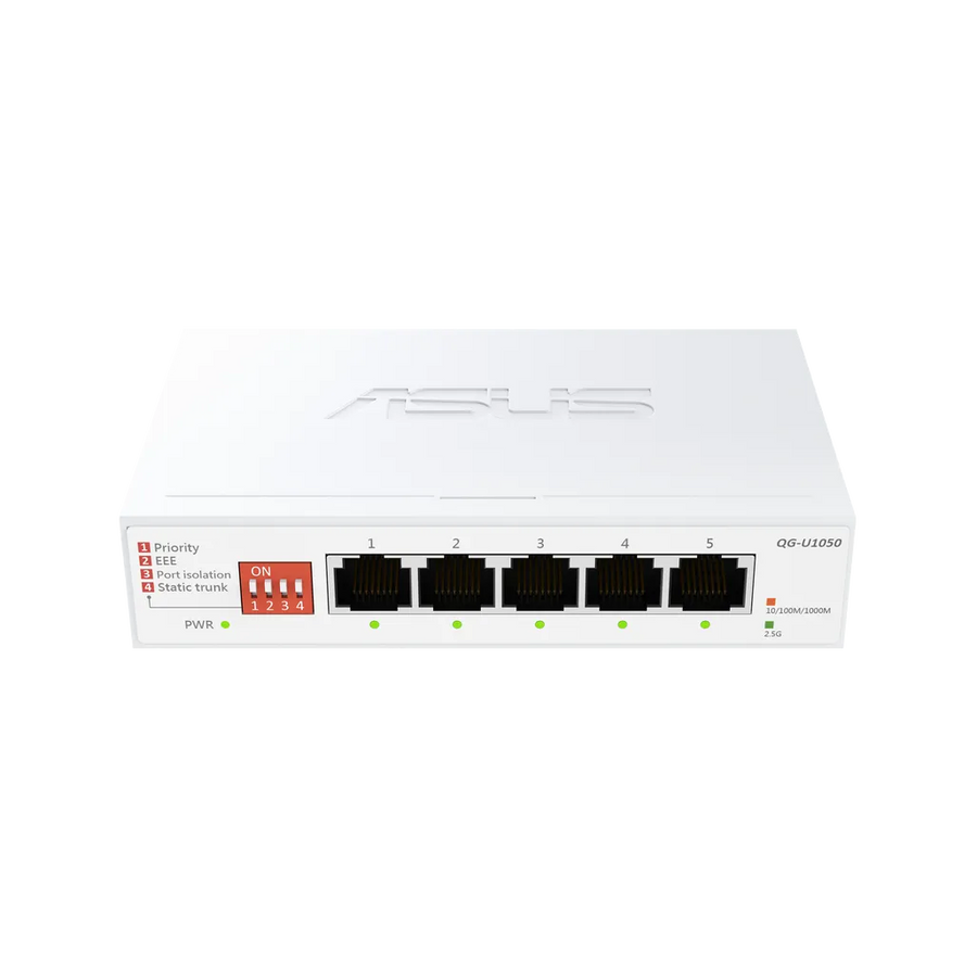 ASUS QG-U1050 5-Port 2.5G Unmanaged Network Switch Plug and Play EEE Port Isolation Static Trunk White