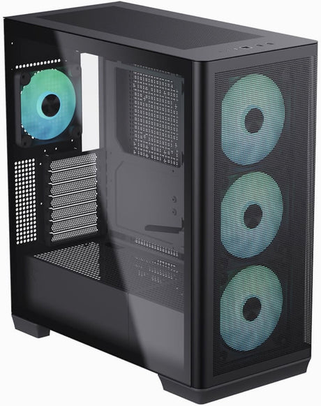 APNX C1-R premium Black mid-tower ATX case - 4x PWM ARGB Fan Included - 3x2.5'' or 3x 3.5''