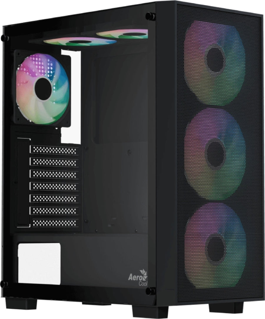 Aerocool B509A Black Mid tower case - Includes 120mm ARGB Fan x 6 - ATX - 5x 2.5'' or 3x3.5'' - 360mm Radiator.
