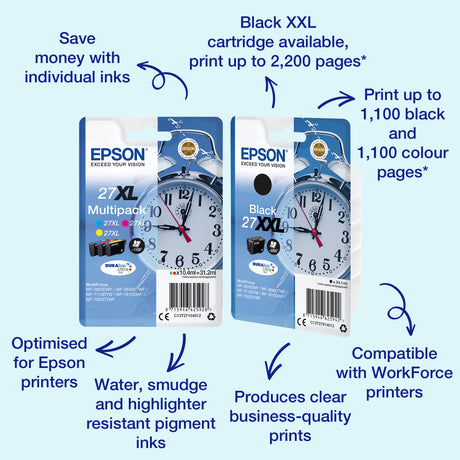 Epson 27 Ink Cartrdige Black 34.1ml XXL WF-3620DWF / WF-7710DF / WF-7210DTW