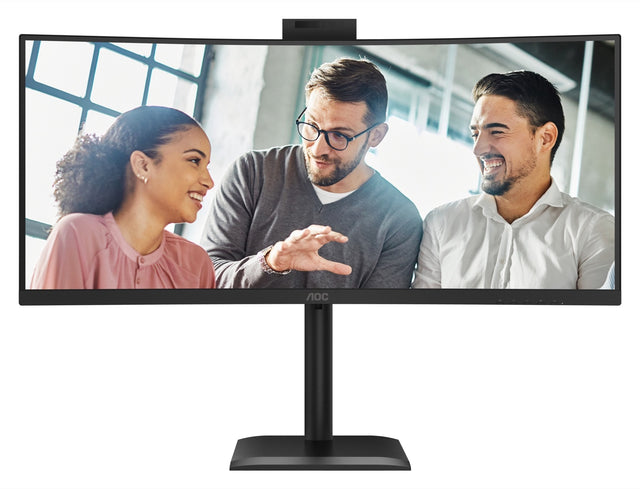 AOC CU34E4CW Curved Monitor:34''W WQHD|VA;KVM|120Hz|HDR10; SPK;HAS|1H1DP2USB-C(90W)|OTA/OTG; WebCam|3YR Warranty.