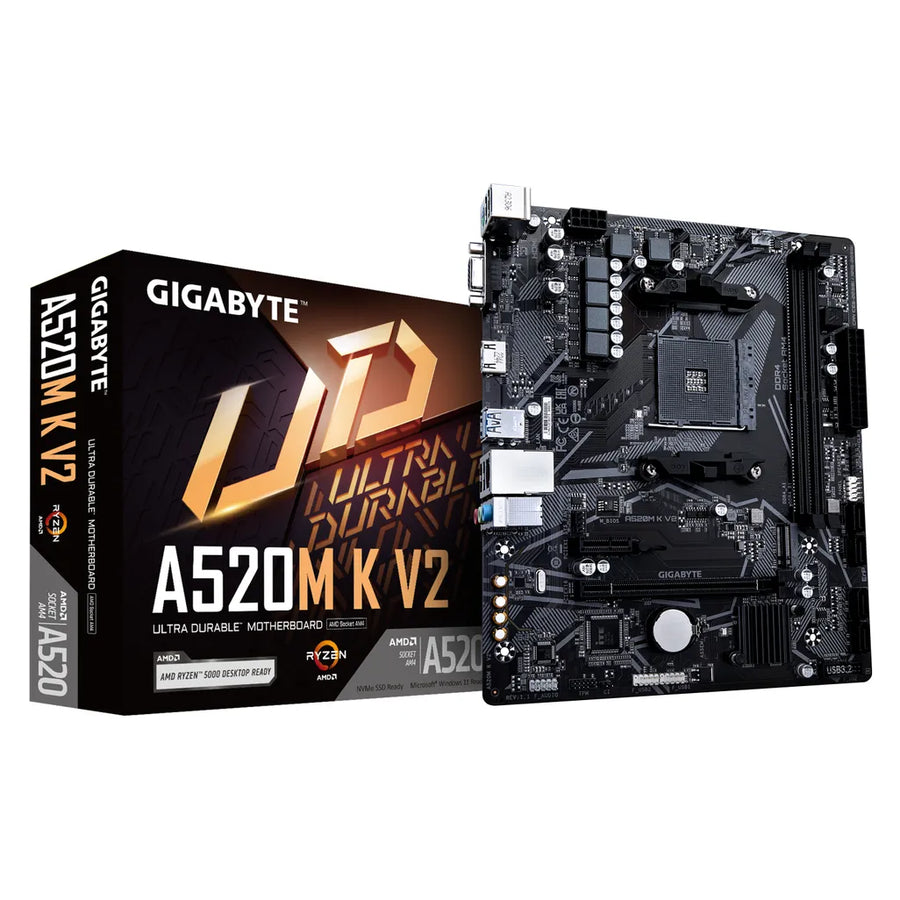 Gigabyte A520M K V2 AMD AM4 mATX Motherboard DDR4 M.2 PCIe Gen3 GbE LAN