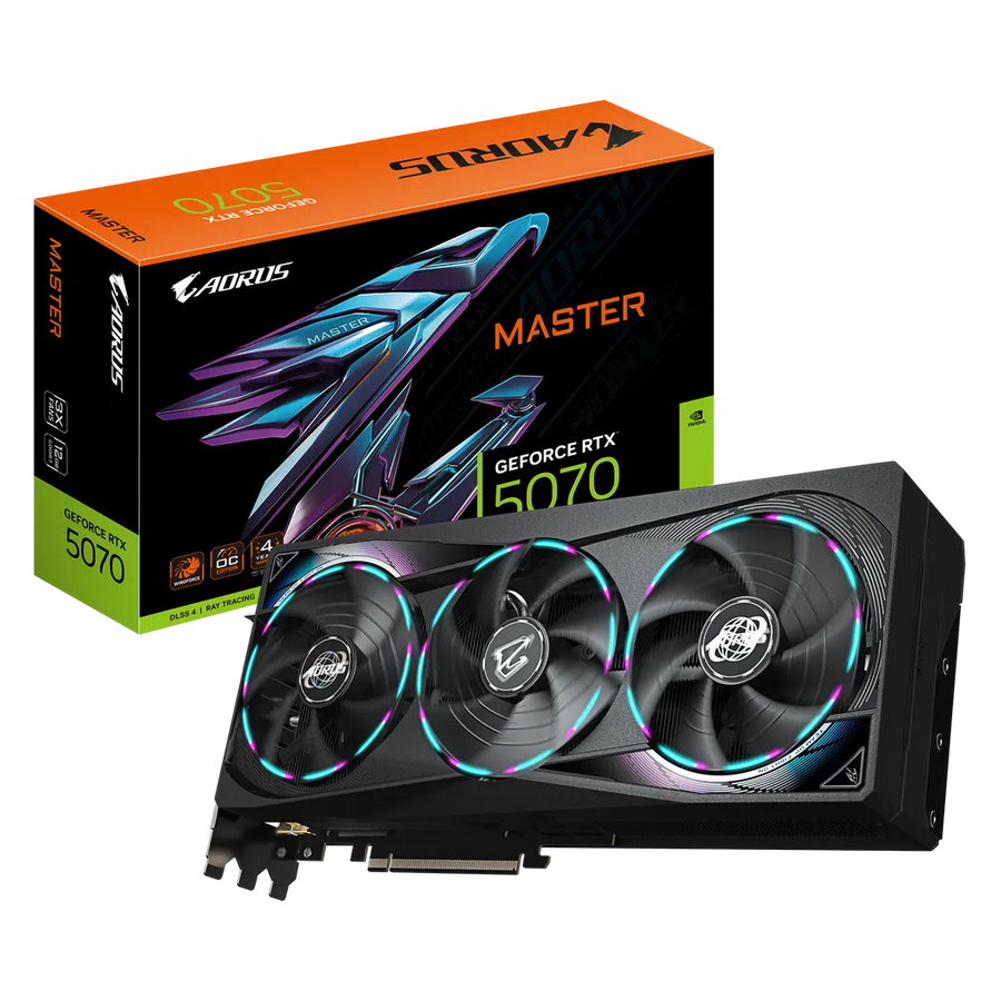 Gigabyte AORUS GeForce RTX 5070 Master 12GB GDDR7 PCIe 5.0 2715MHz RGB Halo Graphics Card