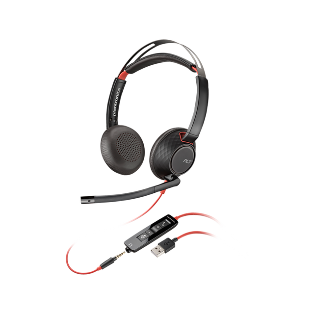 Poly Blackwire 3320 Stereo Microsoft Teams Certified USB-C Headset +USB-C/A Adapter