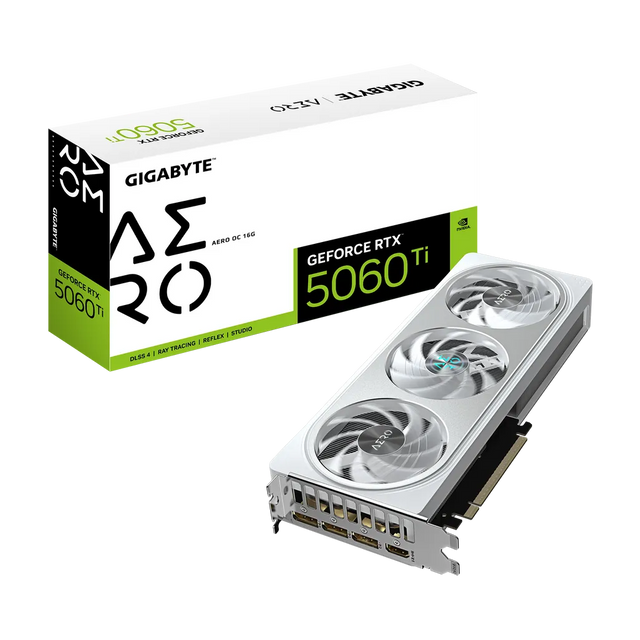 Gigabyte GeForce RTX 5060 Ti Aero OC 16GB GDDR7 128-bit PCIe 5.0 2647MHz White Graphics Card