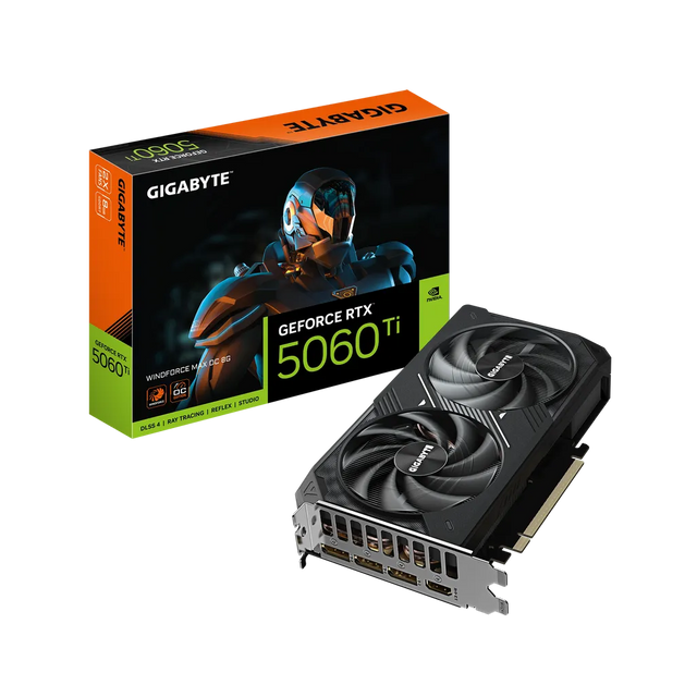 Gigabyte GeForce RTX 5060 Ti Windforce Max OC 8GB GDDR7 Graphics Card PCIe 5.0 2587MHz 128-bit 3x DisplayPort
