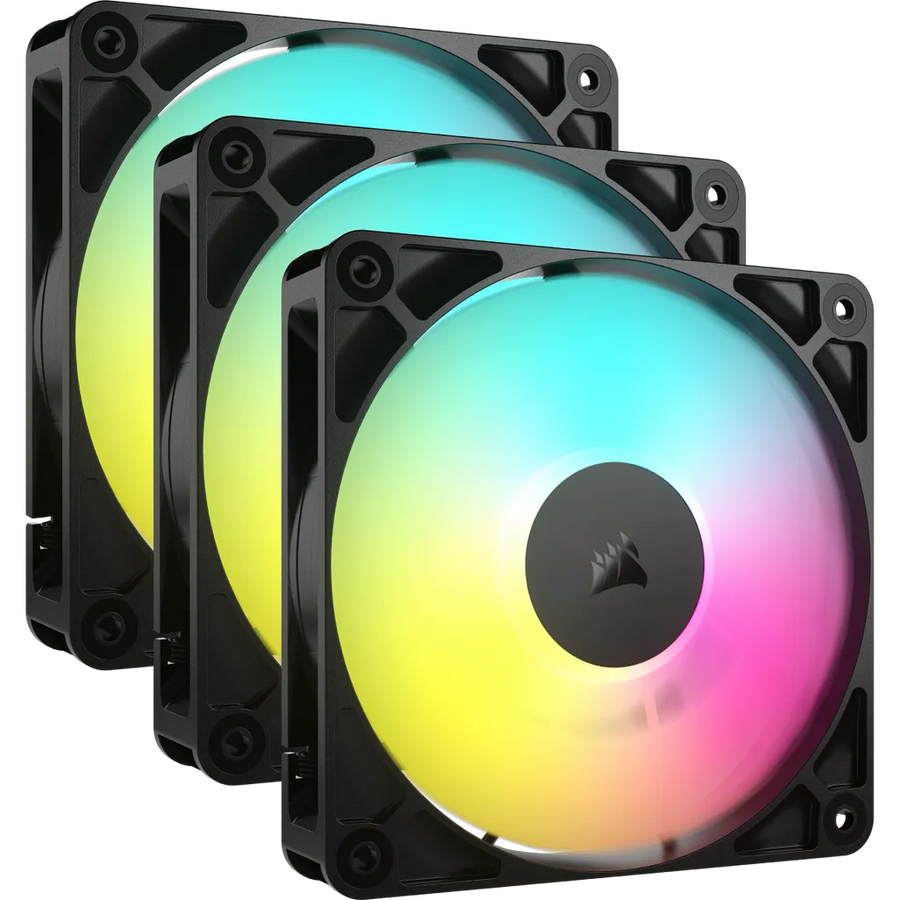 Corsair RS120 ARGB 120mm PWM Case Fan 3-Pack 420-2100 RPM 72.8 CFM (Black)