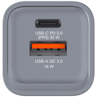 Verbatim GNC-35 GaN Charger 2 Port 35W USB A/C (EU/UK/US)