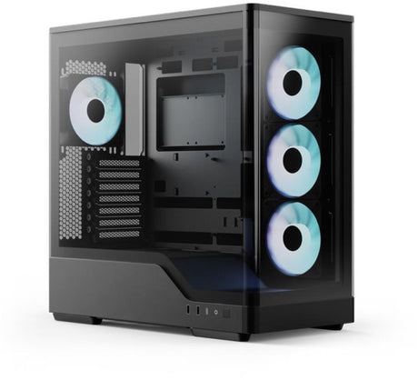 Aerocool P500A Black Mid tower case - Includes 120mm ARGB Fan x 4 and 4-port ARGB control hub