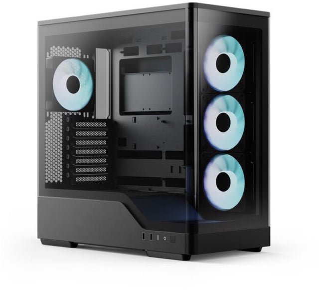 Aerocool P500A Black Mid tower case - Includes 120mm ARGB Fan x 4 and 4-port ARGB control hub - ATX - 3x 2.5'' or 2x3.5'' - 360m