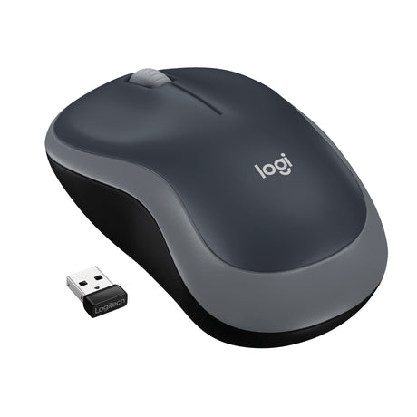Logitech Wireless Mouse M185 (Black & Swift Grey) Nano USB receiver 3 buttons optical tracking