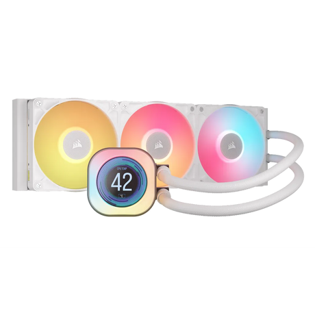 Corsair iCUE LINK TITAN 360 RX LCD Liquid CPU Cooler - White - RX120 RGB Fans