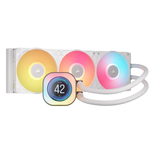 Corsair iCUE LINK TITAN 360 RX LCD AIO Liquid CPU Cooler 360mm 3x 120mm Fans LGA1851 AM5 (White)
