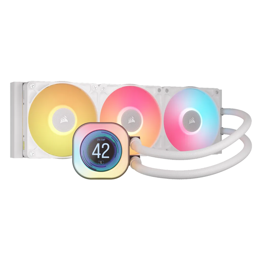 Corsair iCUE LINK TITAN 360 RX LCD AIO Liquid CPU Cooler 360mm 3x 120mm Fans LGA1851 AM5 (White)