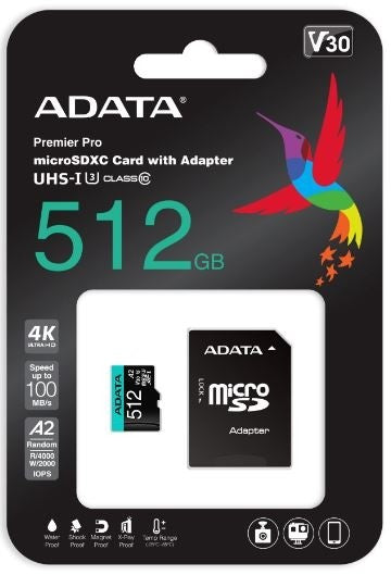ADATA MICRO SDXC 512GB UHS-I U3 V30 CL10