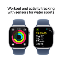 Apple Watch Series 10 | GPS + Cellular  42mm | Silver Aluminium Case With Denim Sport Band | S/M