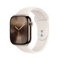 Apple Watch Series 10 | GPS + Cellular 42mm | Gold Titanium Case With Starlight Sport Band | S/M