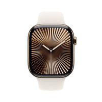Apple Watch Series 10 | GPS + Cellular 42mm | Gold Titanium Case With Starlight Sport Band | S/M